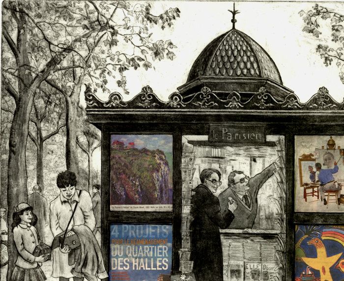 Le Parisien
stregætsning, akvatinte, blødgrund, kollage
40x50