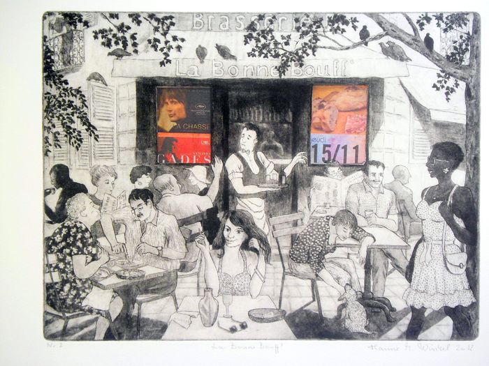 La Bonne Bouff'
Stregætsning, akvatinte, collage
30x40