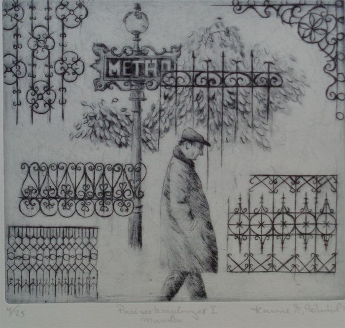 Pariserkniplinger, Manden
 burin og koldnål,20x15
